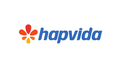 logo da hap vida laranja, amarelo e azul